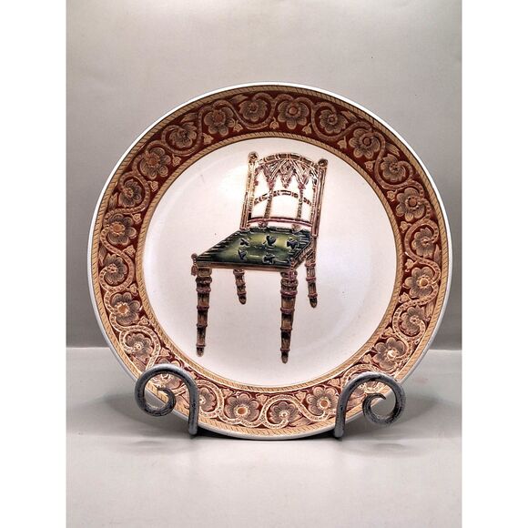Unusual Plate Chair Motif by Oriental Accent Heavy 10.5" Classic Asian Decor - Picture 1 of 13